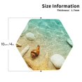 thumbnail image 2 of Honeii Starfish And Seashell On The Beach print Leather Coaster Set of 4, ideal for safeguarding your furniture from drinks spills and effortless cleanup-Hexagon, 2 of 6