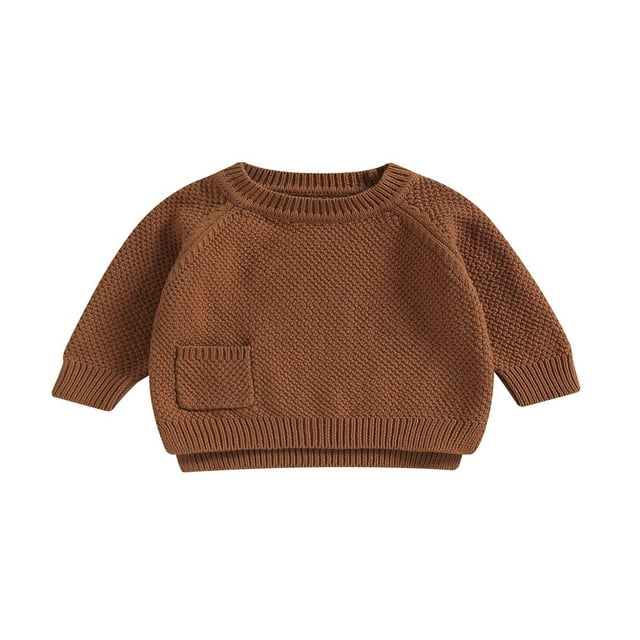Chandail Tricoté pour Bébé Décontracté à Manches Longues, Chandails avec Poche, Tricot d'Automne pour Fille Garçon