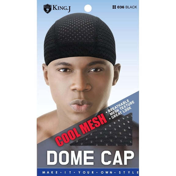 King.J Spandex Cool Mesh Dome Cap for Men, Black – Breathable Stretch Sleep Cap, Wave Cap for 360 Waves, Workout Sweat Cap, Hair Cap for Durags & Stocking Cap Layering