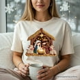 thumbnail image 6 of Nativity Holy Family Jesus Christmas T-Shirt, Imitation Latch Hook Yarn Cozy Christian Tee, 6 of 8
