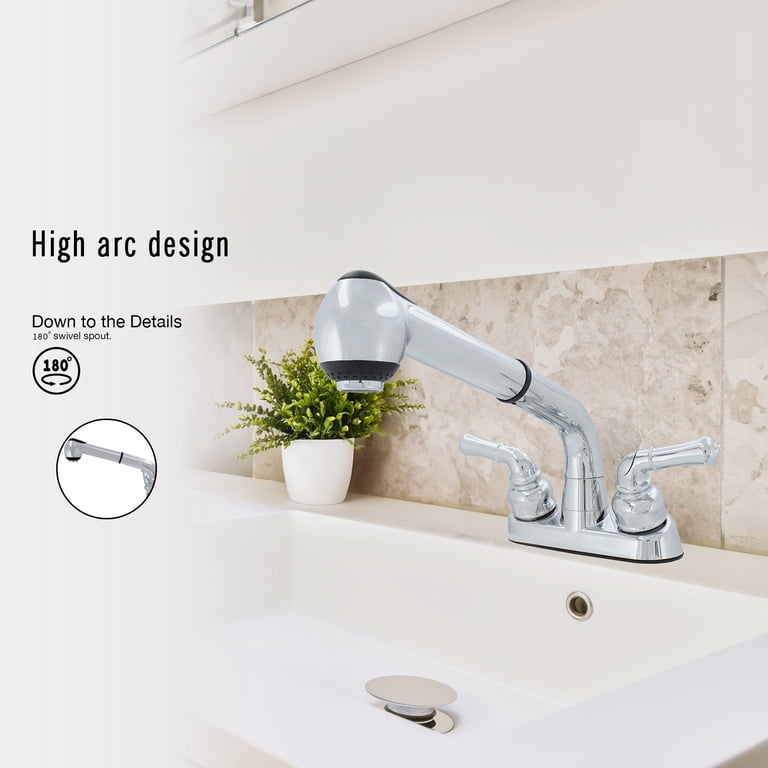 Universal Laundry Tub Faucet With Pull Out Sprayer Spout TRINITY