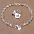 thumbnail image 2 of Pulsera de cuerda trenzada para hombre y mujer, de Plata de Ley 925 de alta calidad, 4MM, joyería de moda, 2 of 4