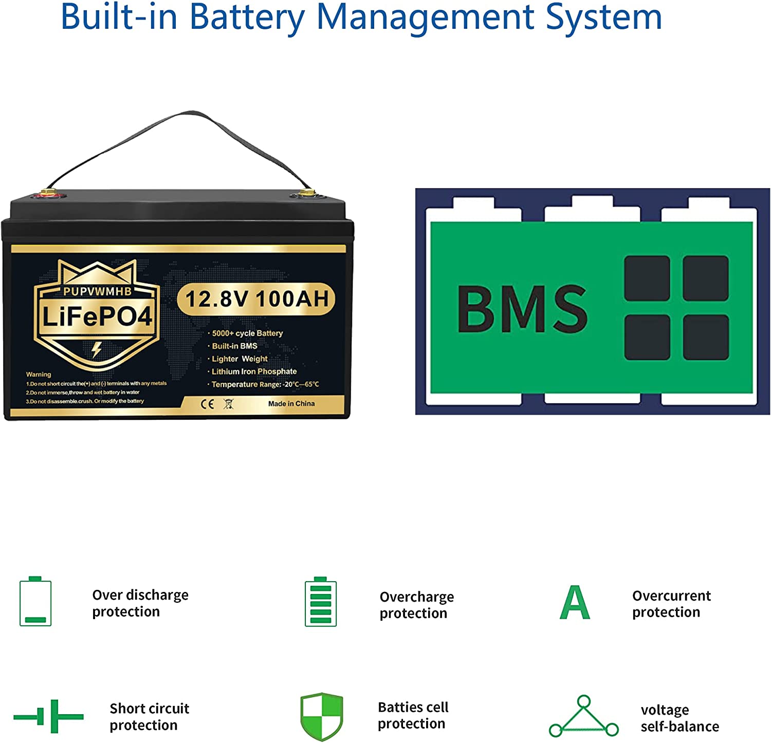 PUPVWMHB LiFePO4 Lithium Ion 12.58 Volt Vehicle Battery