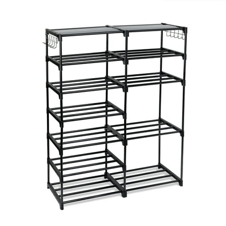 Mainstays 7-Tier Space-Saving Shoe Rack, Holds up to 21 Pairs, Black