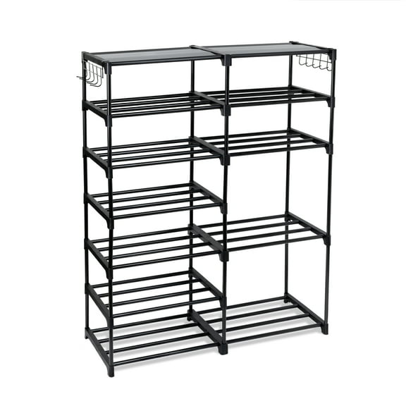 Mainstays 7-Tier Space-Saving Shoe Rack, Holds up to 21 Pairs, Black