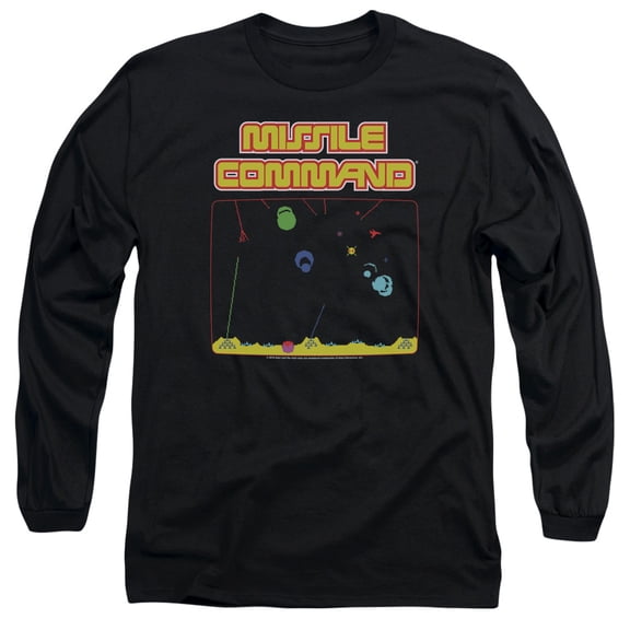 Atari Missle Screen Long Sleeve T-Shirt Adult 18/1 Black