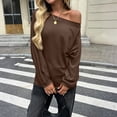 thumbnail image 5 of Womens Off The Shoulder Tops Oversized Tshirts Long Sleeve 2026 Casual Basic Tees, 5 of 5