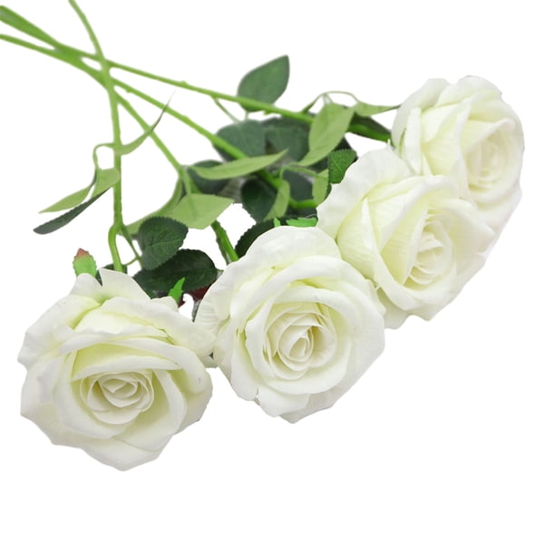 Flores artificiales Matsuzay 10 piezas de tela de terciopelo Blanco
