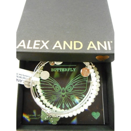 Alex and Ani Butterfly Set of 3 Rafaelian Silver Bangle Bracelet