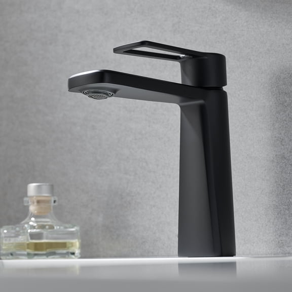 Paula Single Hole Single-Handle Brass Bathroom Faucet in Matte Black