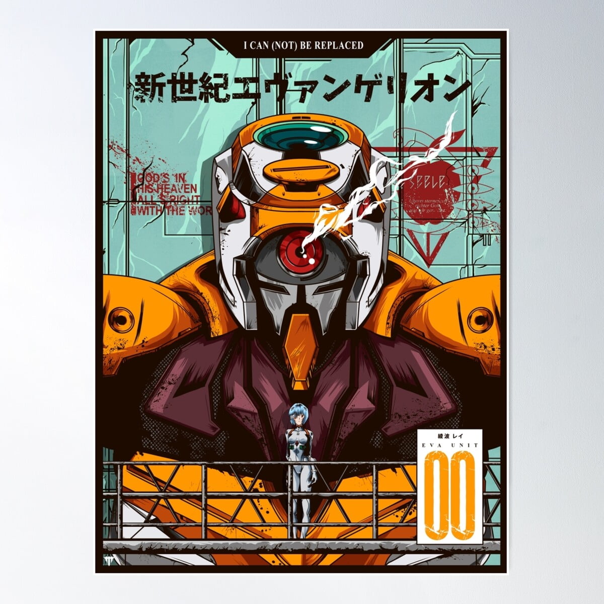 Evangelion - Eva 01 Poster Color Poster Poster Wall Art, Modern