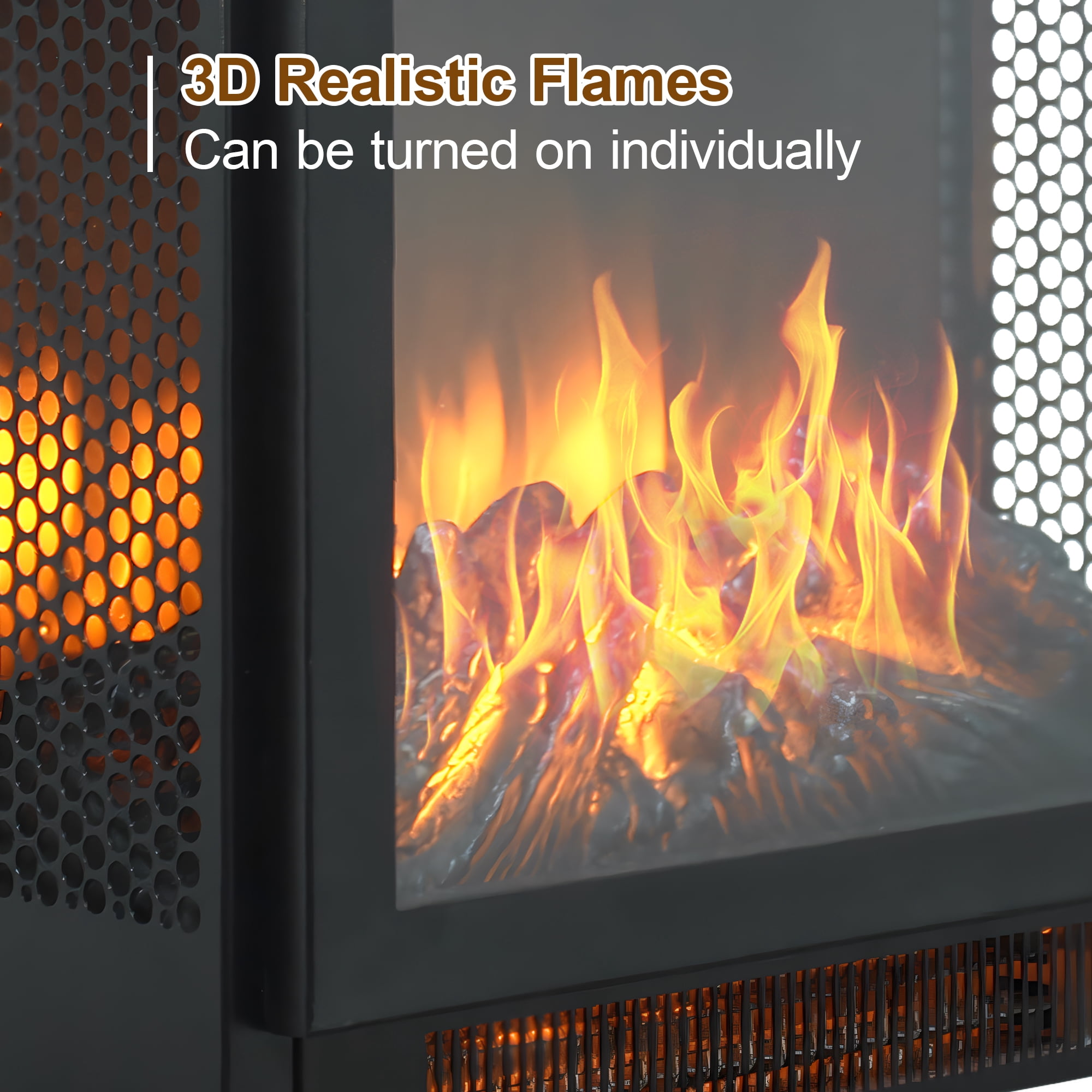 Electric Fireplace Heater for Inside, 1400w Portable Freestanding Stove Heater for Indoor Small Space Use, Space Heater Adjustable Overheat Protection Virtual Flame