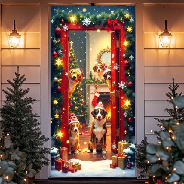 Fondo fotográfico para el día de Navidad en invierno, decoración para fiestas, cortina de puerta, bandera de tela colgante