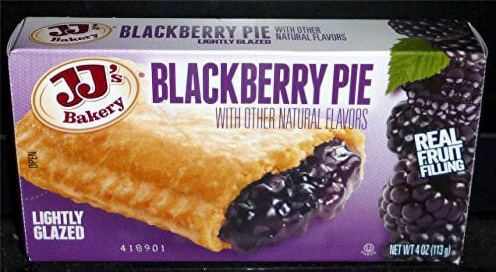 JJ's Bakery Blackberry Snack Pies, Individually Wrapped, Nut-Free, Kosher Parve, 4 oz, Pack of 12