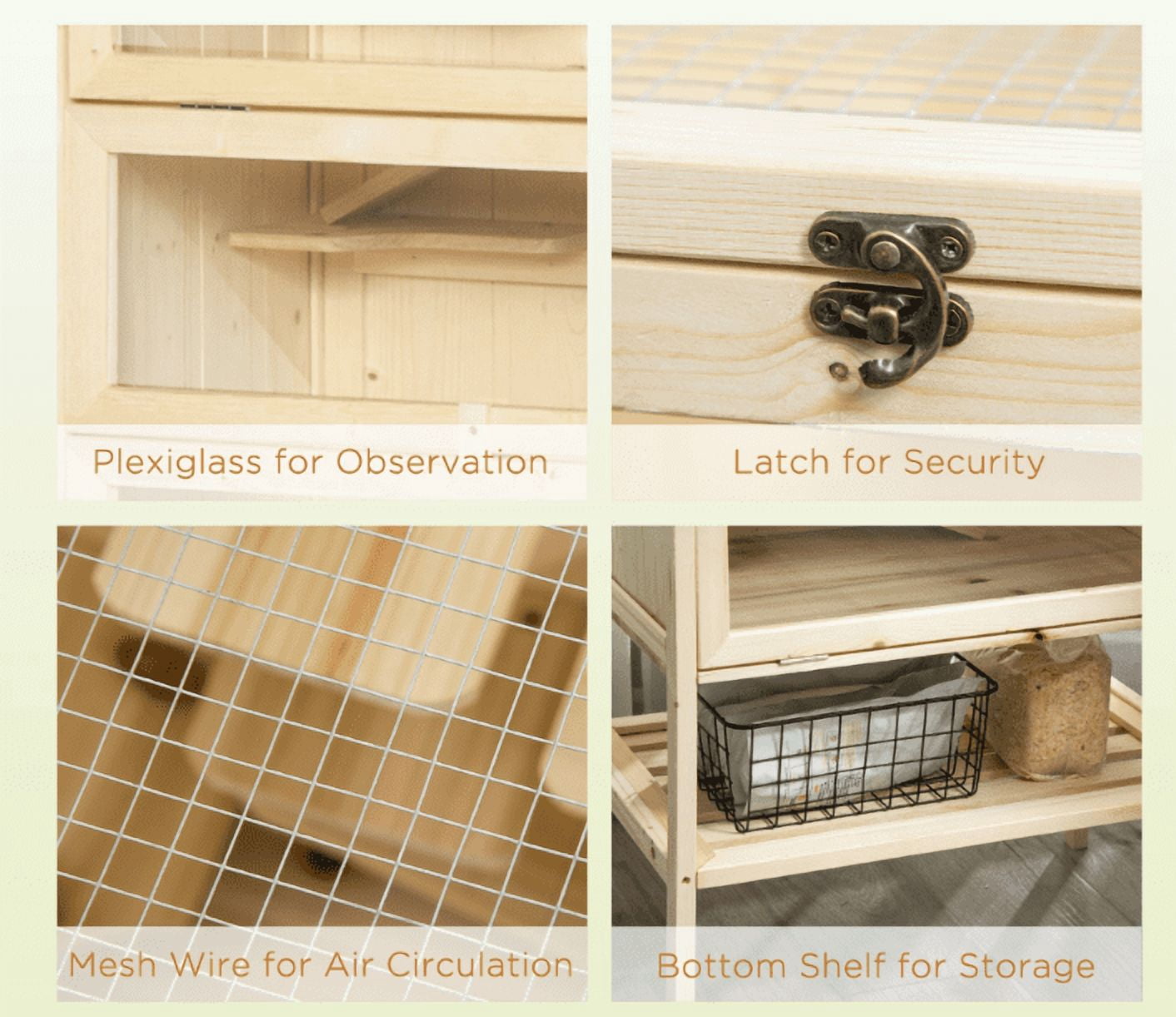Hamster Cage 5-Tier Wooden Habitat, Mice & Rat Cage with Open Top & Storage