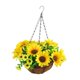 thumbnail image 3 of Flores artificiales en cesta colgante, adorno para jardín, plantas colgantes de imitación Amarillo, 3 of 9