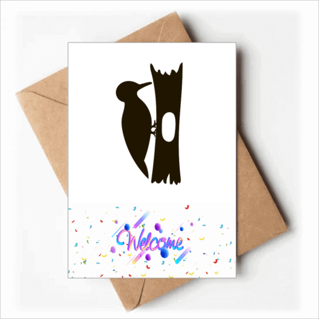 Black Woodpecer Animal Portrayal Welcome Back Greeting Cards Envelopes Blank