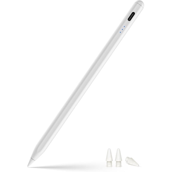 No Bluetooth Needed iPad Pencil, Stylus Pen for iPad 2026-2018 (11th A16/10/9/8/7/6), USB-C Fast Charging, Tilt Sensitive Palm Rejection for iPad Pro/iPad Air/iPad Mini (White)