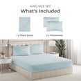 thumbnail image 2 of Sleepy Town Bed Sheets Set, Soft & Wrinkle Free Microfiber 3 Piece King Sheet Set Deep Pocket, Light Blue, 2 of 5