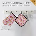 thumbnail image 4 of Yayeee Oven Mitts and Pot Holder Set of 2 Heat Resistant Kitchen Gloves Baking Hot Pad, Light Pink Doughnuts, 4 of 5