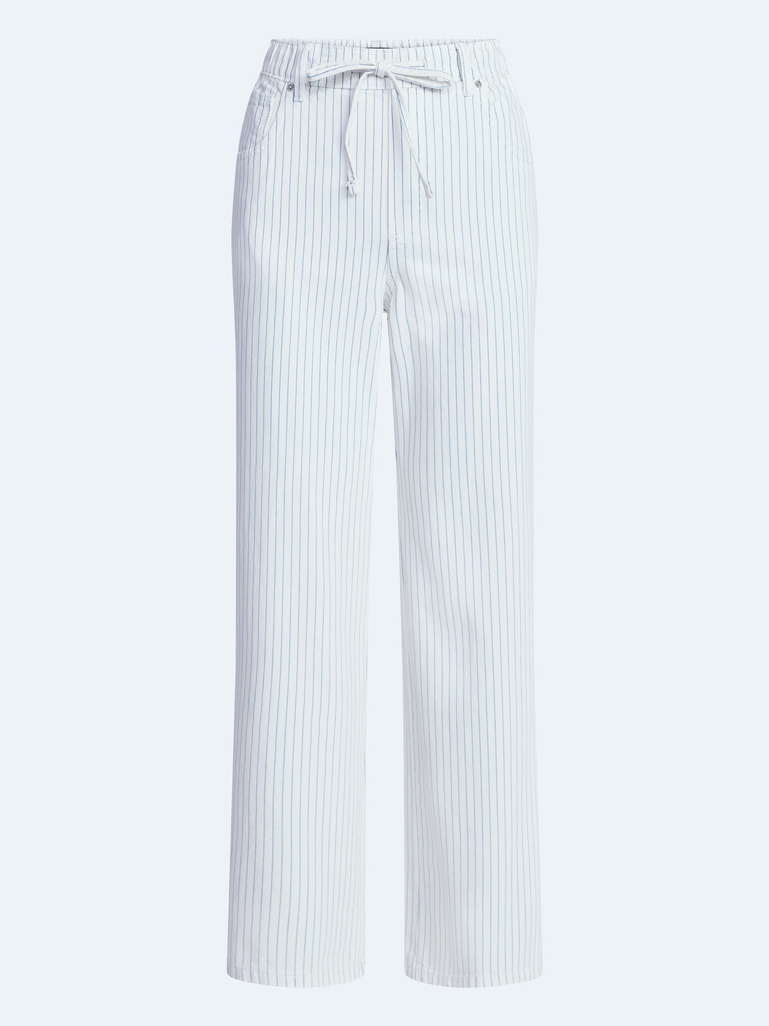 Free Assembly Women's and Women's Plus Striped Wide Leg Relaxed Jeans with Elastic Waist, Sizes XS-4X