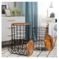 thumbnail image 3 of Exlonjet Nesting End Table with Storage, Side Tables Wire Basket Table with Lid 3 Set, Round End Table with Removeable Top and Steel Frame for Living Room, Bedroom, Office, Rustic, 3 of 7