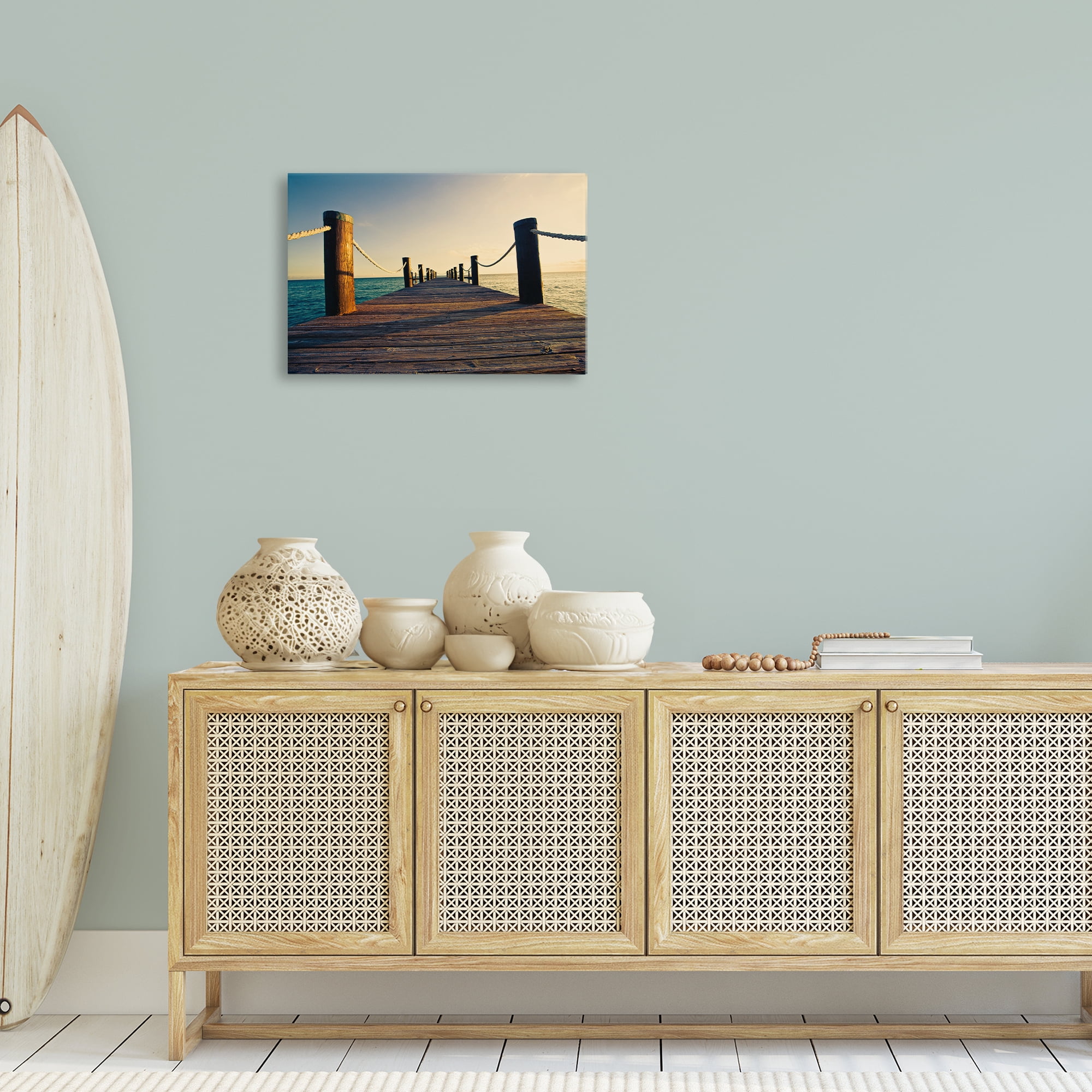 Stupell Industries Summer Coastal Dock Coastal Photography Gallery Wrapped Canvas Art Print Wall Art, 24 x 16