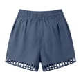 thumbnail image 6 of Cagogo Women Casual Elastic Waist Shorts with Pockets Loose Fit Summer Beach Work Lounge Cotton Short Pants Flowy Travel Clothes, Navy L, 6 of 8