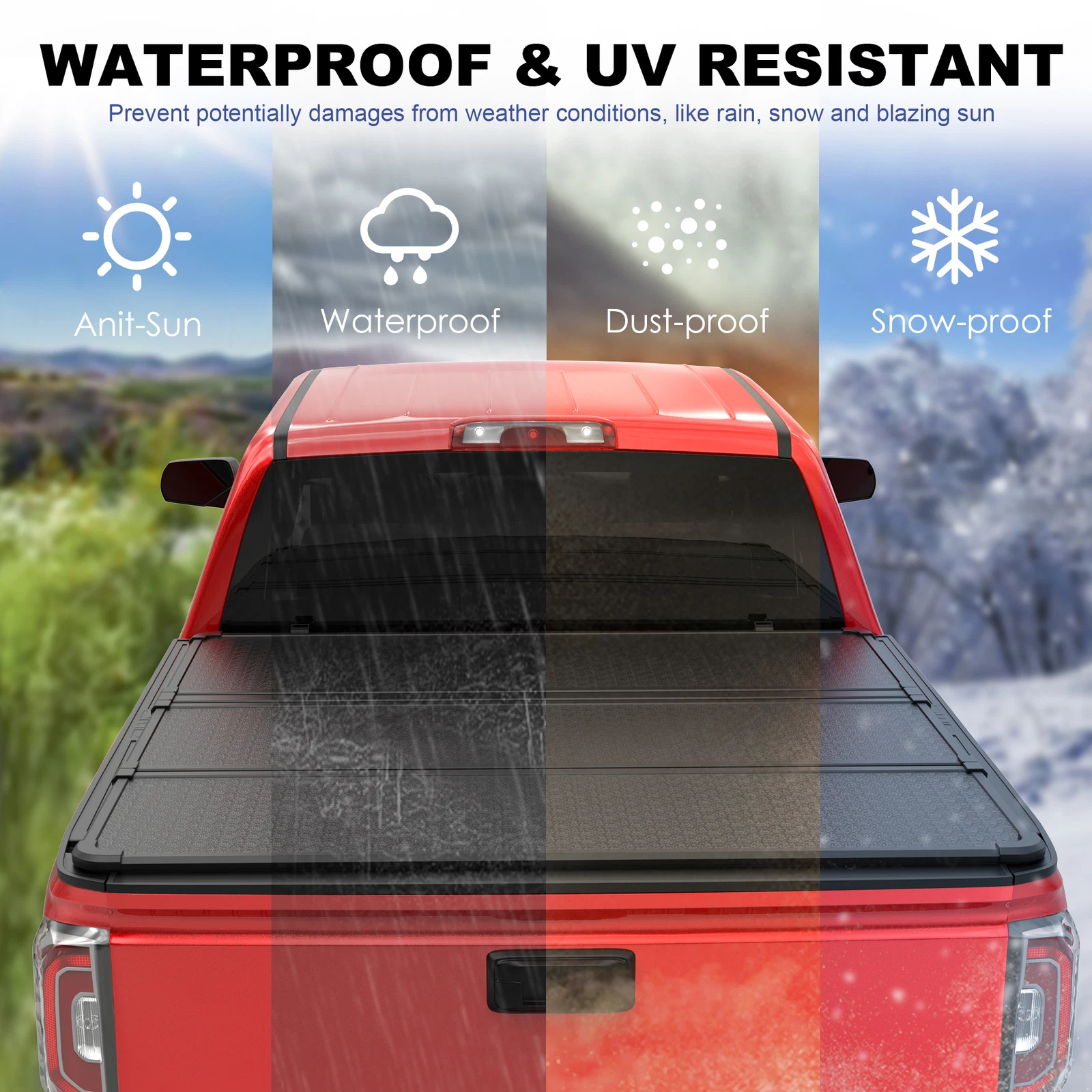 MOSTPLUS 6.6FT Tri-fold Hard Tonneau Cover for 2019-2026 Chevy Silverado GMC Sierra 1500