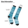 thumbnail image 4 of Fotbe Teal Turquoise Fluid Stripes print Women's Men's Novelty Crew Socks Cotton Socks Knee High Socks for Walking,Running,Nurses,Pregnancy, 4 of 8