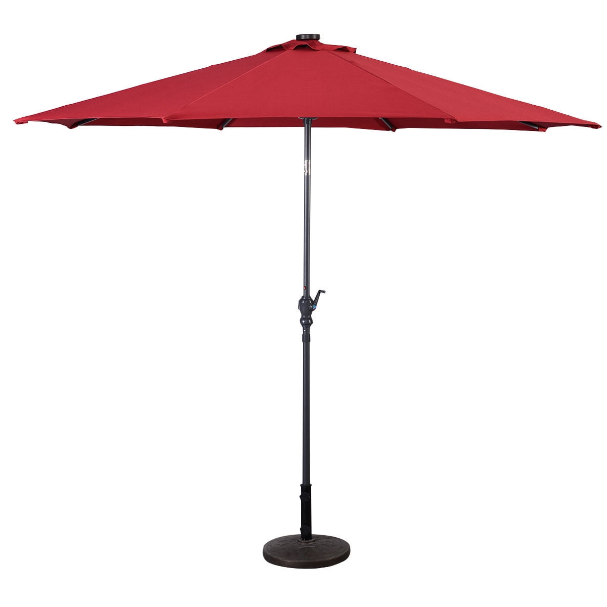Costway 10ft Patio Solar Umbrella LED Patio Market Steel Tilt W/ Crank (Burgundy)
