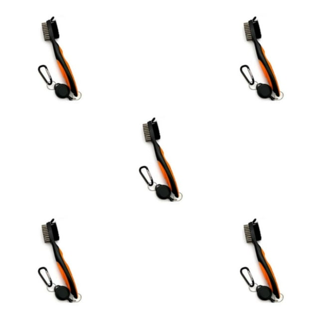 serony Golf Club Brush Replacement Solid Color Double-sided Ball Shoe Brushes Cleaning Tool Accessories with Carabiner Orange Lidless 5Set