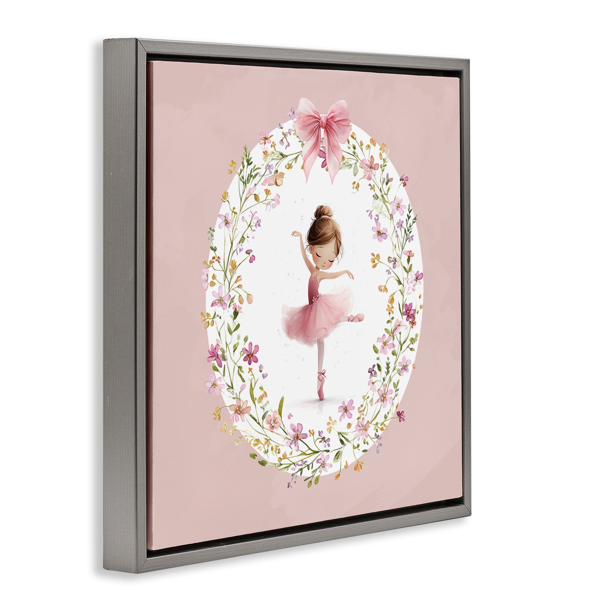 Stupell Industries Ballet Dancing Princess Gray Framed Floater Canvas Wall Art, design by Christine Simpson Art