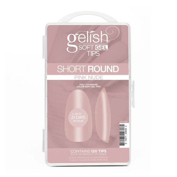 Harmony Gelish Soft Gel Tips Pink Nude Short Round 120CT #1270019