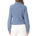 thumbnail image 3 of Chaqueta de mezclilla casual de mujer INSPIRE CHIC, con botones, mangas largas, textura lavada, talla XL, azul claro, 3 of 6