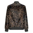 thumbnail image 6 of Stichou Women's Metallic Bomber Jacket Leopard Print Trendy Sparkly Coats for Nights Going Out Casual Spring Fall Outerwear Zip Up Leopard Print L, 6 of 8