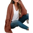 thumbnail image 2 of Long Sleeve Women's Open Front Batwing Fuzzy Knit Sweaters Chunky Cardigan, 2 of 7