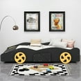 thumbnail image 3 of Euroco Car-Shaped Twin Size Platform Bed with Tires and Storage Cabinet for Kids Bedroom, Black, 3 of 14
