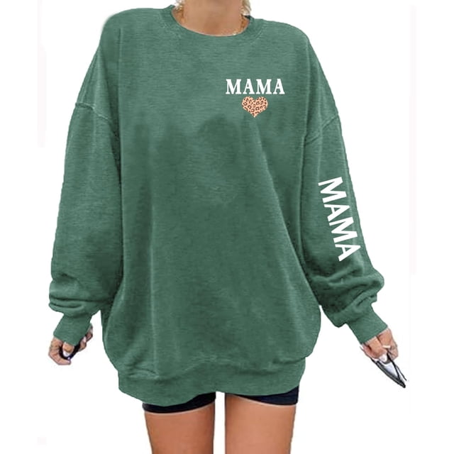 Mama Chandails Surdimensionnés pour Femmes Manches Longues Décontractées