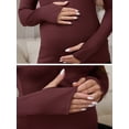 thumbnail image 2 of DARING DIVA Women's Maternity Stretchy Fitted Crew Neck Long Sleeve Tops 2XL Dark Red, 2 of 8