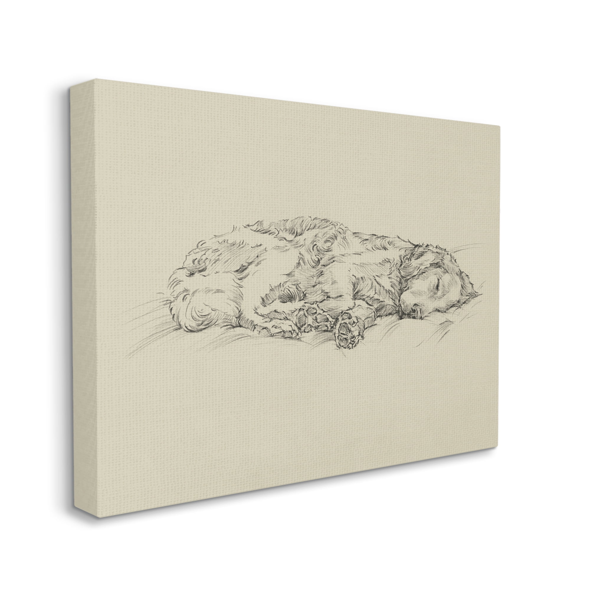 Stupell Industries Serene Dog Sleep Soft Cushion Monochrome Sketch Portrait,30 x 24, Design by Ethan Harper