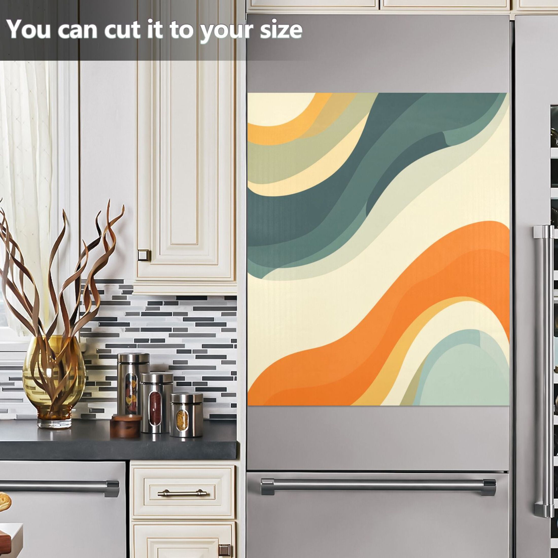Dishwasher Magnetic Sticker 23x26 Inch Refrigerator Magnetic Sticker Washing Machine Magnetic Sticker Kitchen Panel Magnetic Sticker Home Decor Beautiful Orange Stripes