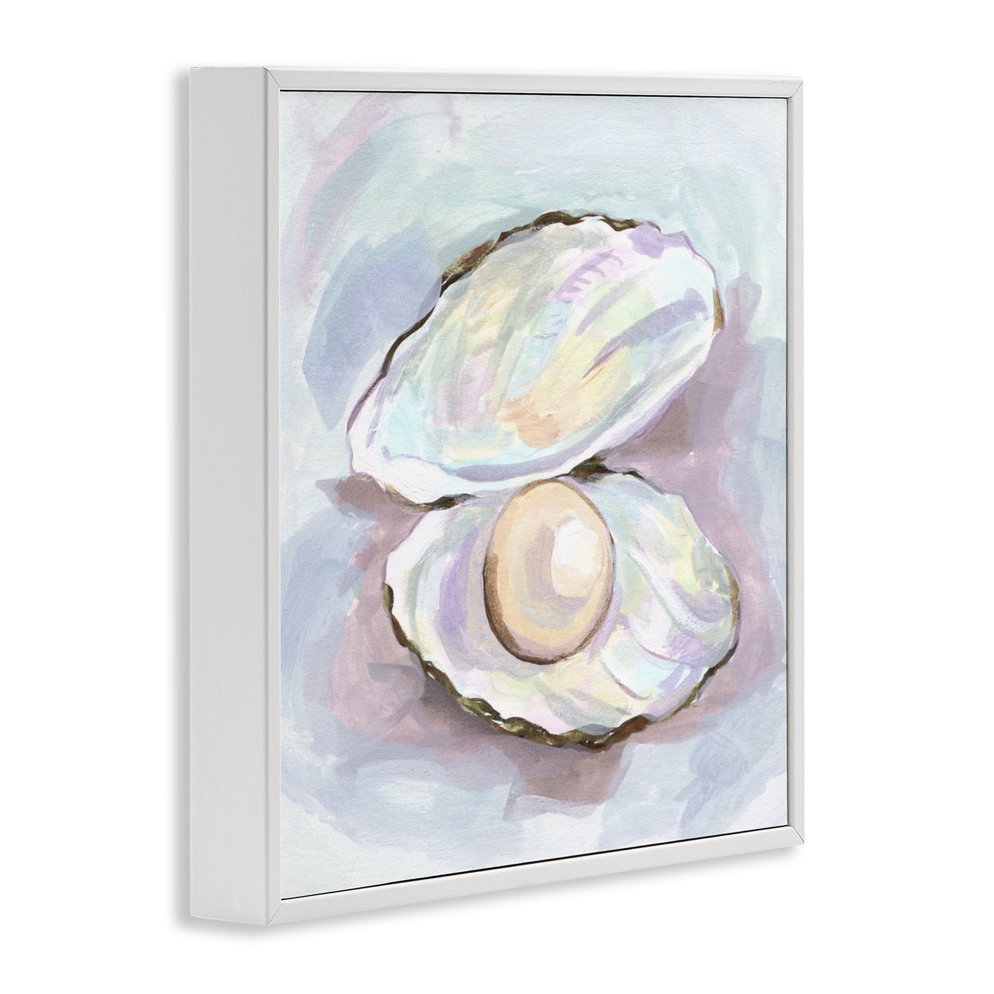 Stupell Industries Silent Opal Clam Pearl White Framed Giclee Art, design by Melissa Wang