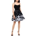 thumbnail image 1 of Xscape Robe Cocktail Ajustée et Évasée à Fleurs pour Femmes, Noir-Ivoire, Taille 8, 1 of 1