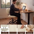thumbnail image 2 of Edx Adjustable Height & Foot Rest Drafting Chairs with Backrest, PU Leather Modern Style with Wheels 360°Swivel for Home Office Bar Kitchen Shop(Beige), 2 of 7