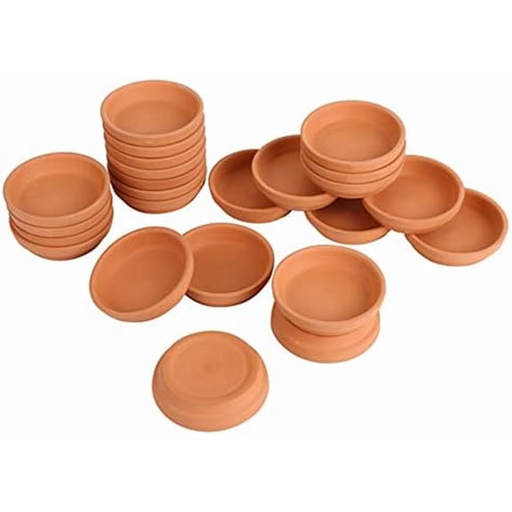 24pcs Terra Cotta Saucer, 3.2-inch Small Mini Clay Pots Tray, Suitable for 3inch, 2.5inch, 2inch Succulents Nursery Pots