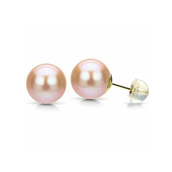 ADDURN 8-9mm Pink Perfect Round High-Luster Freshwater Pearl 14kt Yellow Gold Stud Earrings