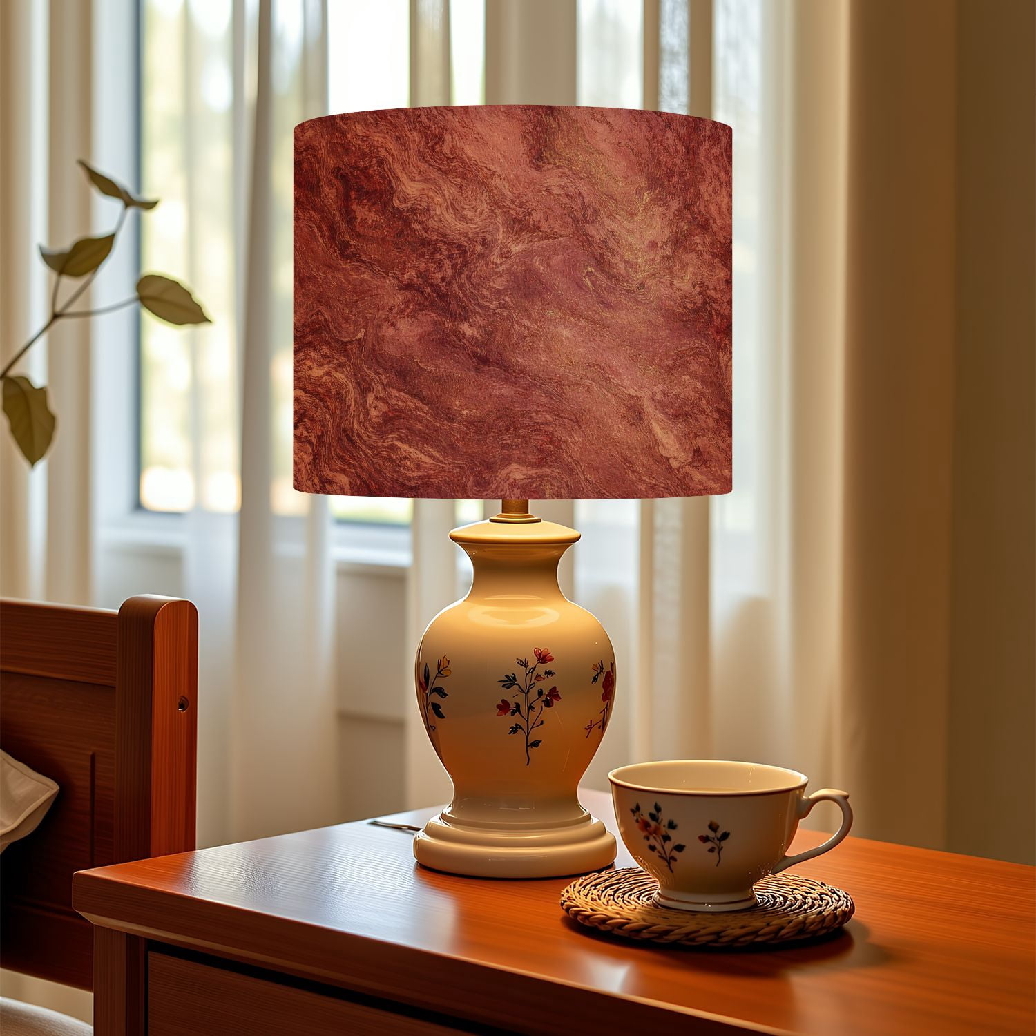 Linen Drum Lampshades Maroon Brown Grunge Ombre Marsala Color Pretty Vinous 13"x13"x10" Light Shade for Table Lamps Floor Lamp Shades Lampshade Replacement Assembly Required