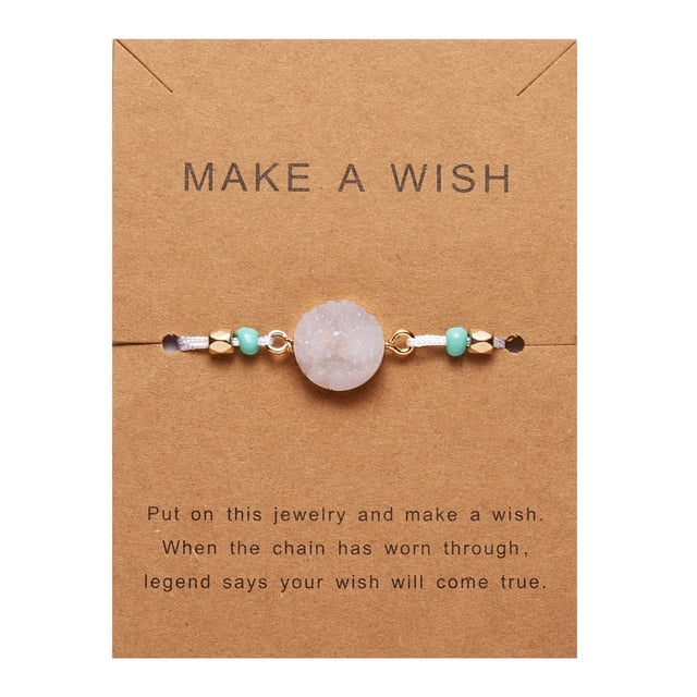 WREESH Natural Stone Adjustable Woven Paper Card Bracelet Decorative Bracelet