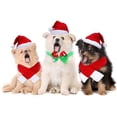 thumbnail image 4 of A 5-piece set of Christmas costume accessories, including Santa hat, scarf, Christmas bowknot collar, bell with bow and headband, suitable for pet Christmas costume. (single-faced velvet suit size S), 4 of 5